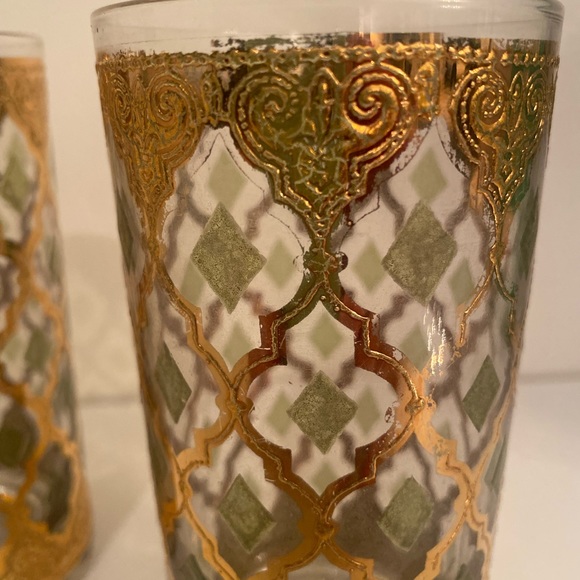 Culver Mid-Century Valencia Green & 22-Karat Gold Glasses - Picture 4 of 8
